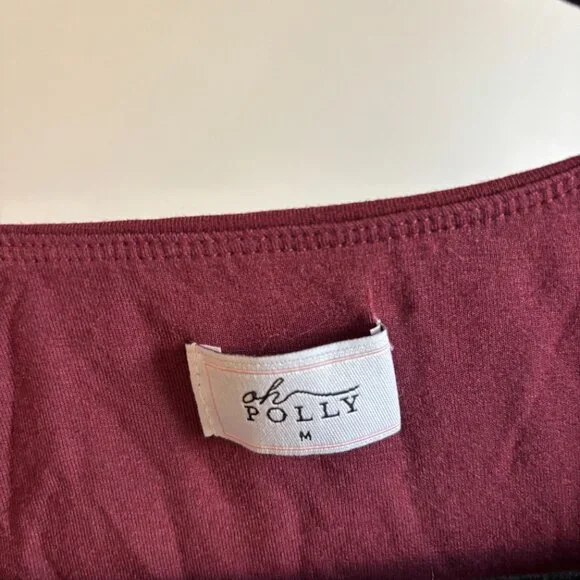 oh polly long sleeve wine red top - Picture 4 of 6